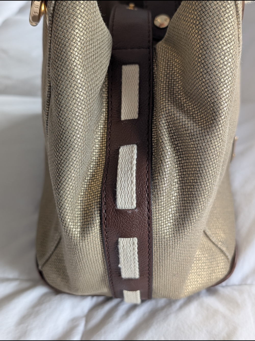 Michael Kors Gold Metallic Tote with Rope Handles - Picture 8 of 14